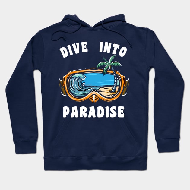 Scuba Vacation Diving Mask, Waves, Beach Hoodie by Surfer Dave Designs